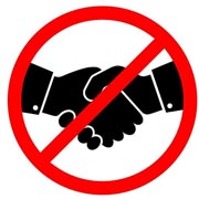 no shake hands sign